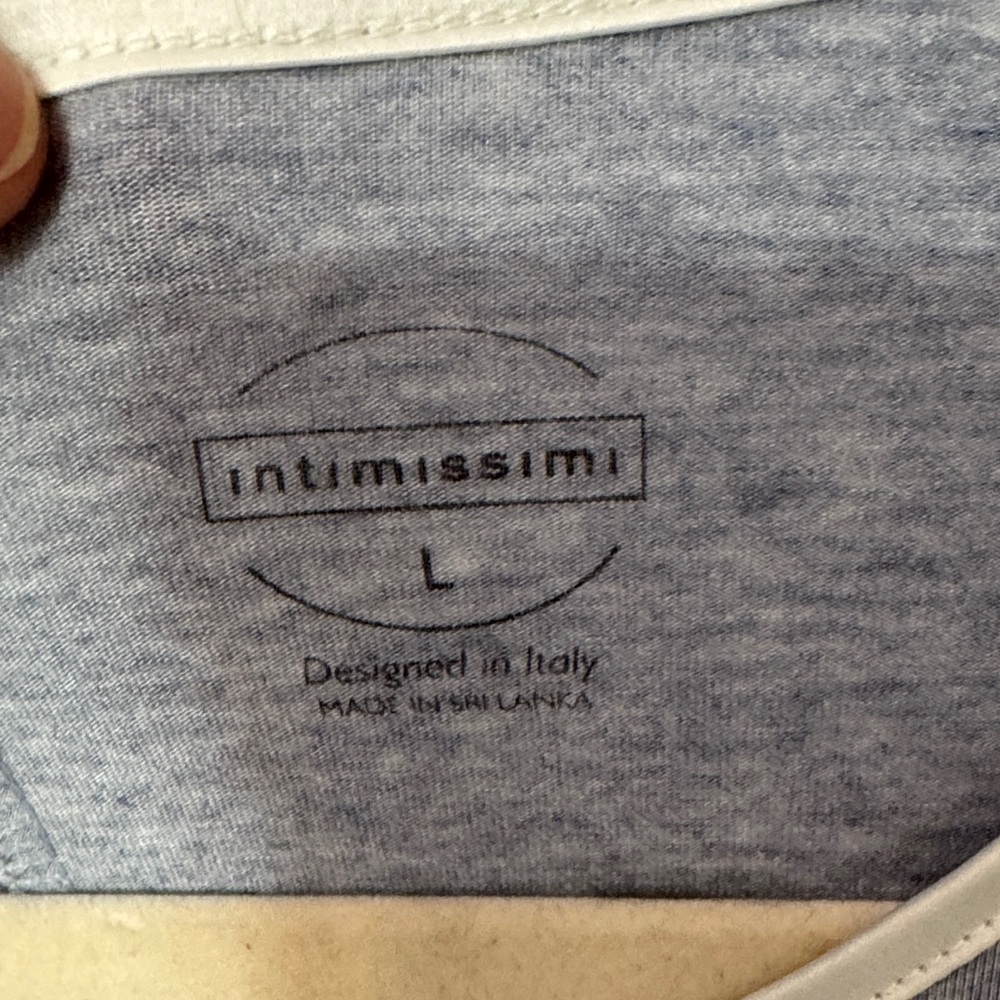 intimissimi Gray Long Sleeve Lace Trim Pajama Top - Picture 2 of 4